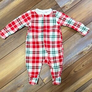 Old Navy Red and White Plaid Baby Sleeper